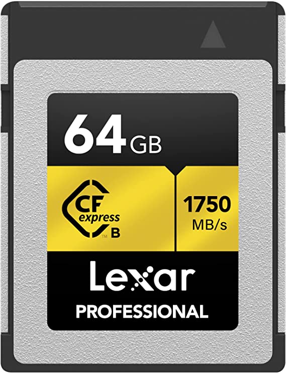 Lexar Professional 64GB CFexpress Type B Memory Card, Up to 1750MB/s Read, Raw 4K Video Recording, Supports PCIe 3.0 and NVMe (LCFX10-64GCRBNA)