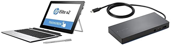 HP Elite X2 1012 G1 2in1 Laptop - Intel Core m7-6Y75, 12 Inch, 256GB, 8GB, Win 10 Pro, Silver + HP Elite USB-C Docking Station-T3V74AA