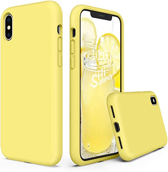 SURPHY Silicone Case Compatible with iPhone Xs Case iPhone X Case 5.8 inch, Liquid Silicone Phone Case (with Microfiber Lining) for iPhone Xs 2018 / iPhone X 2017 (Yellow)