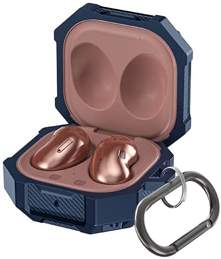 Armor Case Compatible with Samsung Galaxy Buds 2 Case (/ Galaxy Buds Pro Case / Galaxy Buds Live Case with Keychain Carabiner (Navy Blue)