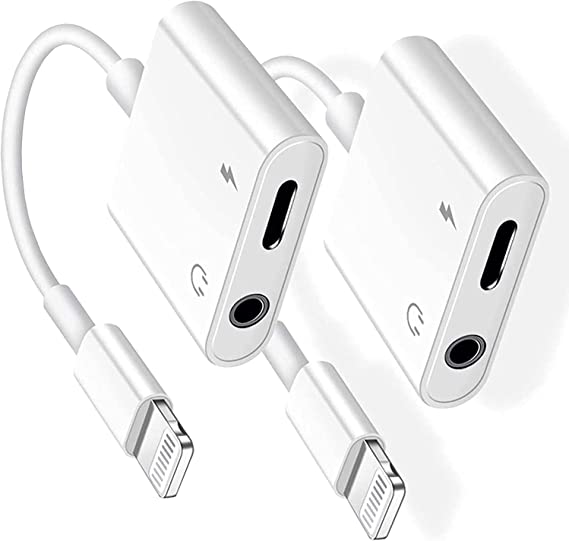 2 Pack Headphone Adapter for iPhone[Apple MFi Certified] iPhone Headphones Adapter 2 in 1 Lightning to 3.5mm AUX Audio & Charger Cable Splitter Adapter AUX Connector for iPhone 12/11/XS/XR/X/8/7/iPad