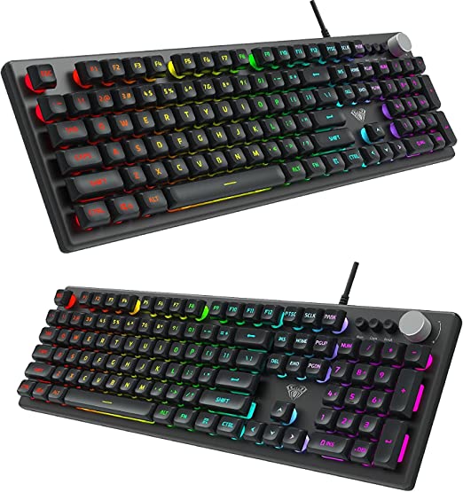 AULA F2028 MECHANICAL Wired Gaming Keyboard RGB F810 With Honeycomb Hollow Design Matte Surface - Multi Color