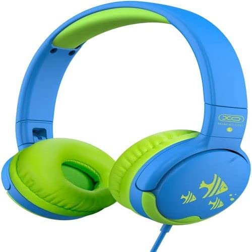 Set Of 2 Xo Ep47 Kids Wired Headphone Tpe Material Earmuffs Sheath De43 Shell Material Abs 1.2M - Blue/Green