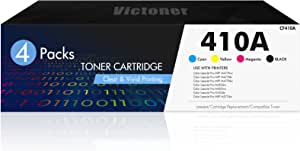 Victoner Compatible 410A Toner Cartridge: Replacement for HP 410A Color Pro MFP M477fnw M477fdw M452dn M452nw M477fdn M452dw CF410A CF411A CF412A CF413A Printer (Black Cyan Yellow Magenta, 4-Pack)