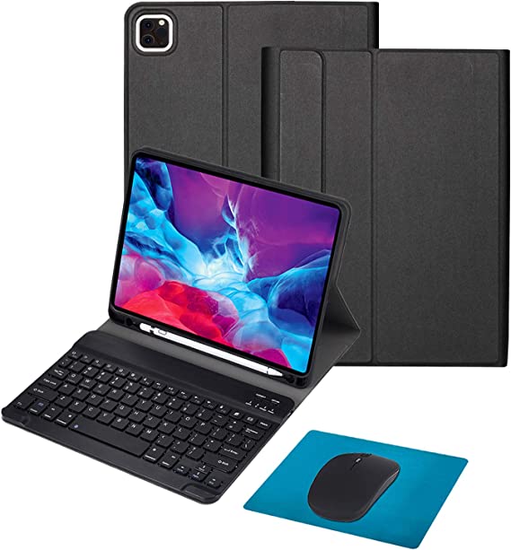 Tasnme Keyboard Case for iPad Pro 12.9 【Ear of Rice Skin-Good Harvest for Biz】【2020/2018 4th/3rd Gen】 Magnetic Built-in-Pencil Slot iPad Pro 12.9 Keyboard Case Set Black