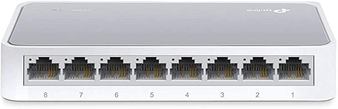 TP-Link 8 Port 10/100Mbps Fast Ethernet Switch | Desktop Ethernet Splitter | Ethernet Hub | Plug and Play | Fanless Quiet | Desktop Design | Green Technology | Unmanaged (TL-SF1008D), White