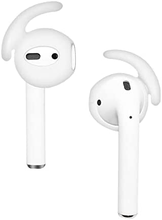 Amial Europe - Ear Supports Compatible with AirPods 1 & 2 EarPods (2 Pairs) Silicone Anti-Fall for Ear Headphones [Ear Pads Earpads] [Ear Hooks C-Shape] (White)