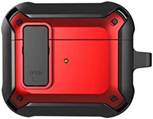 MOXUEOR, Locking Case for Airpods 3 Apple Headphones Released in 2021,Red