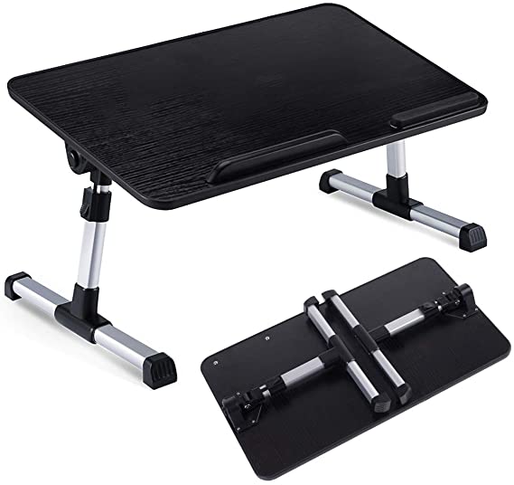 Laptop Bed Desk,Adjustable Laptop Stand Desk for Teens and Adults,Portable Lap Desks with Foldable Legs,Breakfast Tray for Sofa Couch Floor,Fit Laptop up to 17" (M, Black)