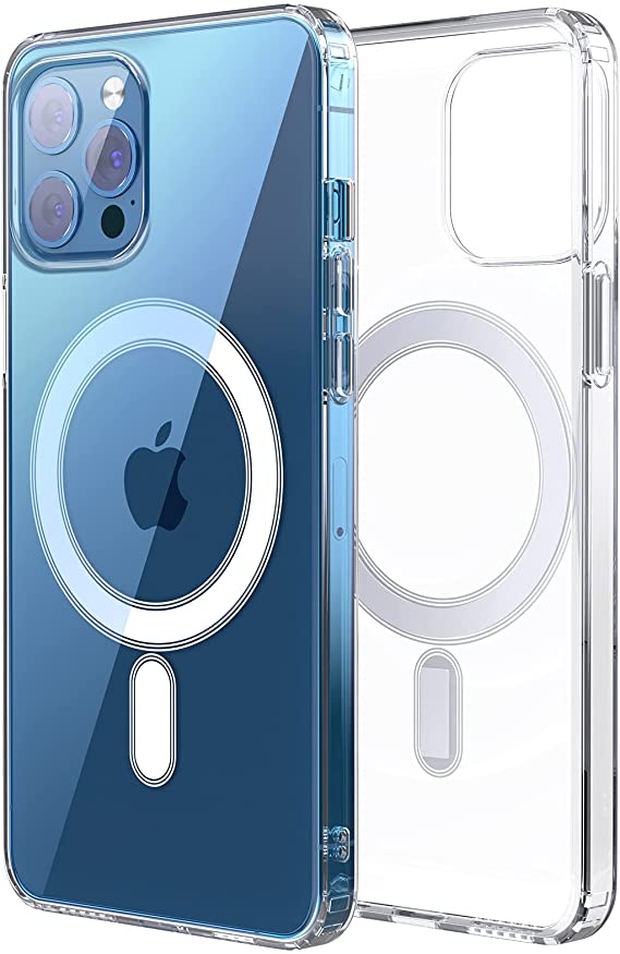 Magnetic Phone Case for iPhone 12 Pro Max (6.7 Inch) - Compatible with Mag-Safe Wireless Charging Clear Case Full Body Protection Shell Shockproof TPU Rubber