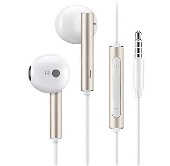 For Huawei AM116 Stereo Earphones with Remote and Microphone 3.5mm - White X Gold