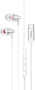 HOCO M90 - Delight wired Earphone with Mic (Length: 1.2m, Plug: Type-C) Compabitle with iPhone Samsung Xiaomi Oppo IPad Pro IPad Air - Light Silver