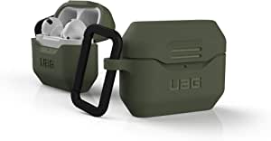 URBAN ARMOR GEAR UAG Compatible with Airpods Pro Case Full-Body Protective Soft-Touch Silicone Case with Detachable Carabiner, Standard Issue Silicone_001, Olive