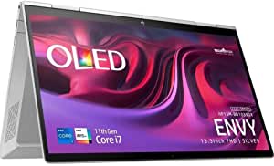 HP ENVY x360 13m-bd1033dx 2in1 convertable laptop - 11th Intel Core i7-1195G7, 8GB RAM, 512GB SSD, 13.3" FHD OLED Multiouch, Intel Iris Xe Graphics, FingerPrint, Backlit keyboard, Windows 11 - Silver