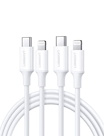 UGREEN Lightning to USB C Cable PD Fast Charger MFi Type C Power Delivery Data Transfer Lead 2 Pack Compatible with iPhone 12 11 Pro Max XS XR 8 Plus SE 2020,iPad,Thunderbolt 3 MacBook Pro Air iMac,1M
