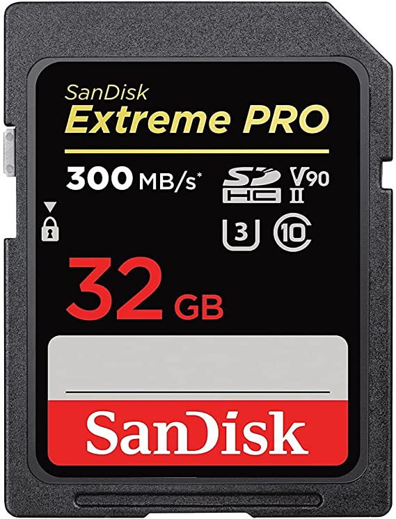 SanDisk Extreme PRO 32GB SDHC Memory Card up to 300MB/s, UHS-II, Class 10, V90, U3