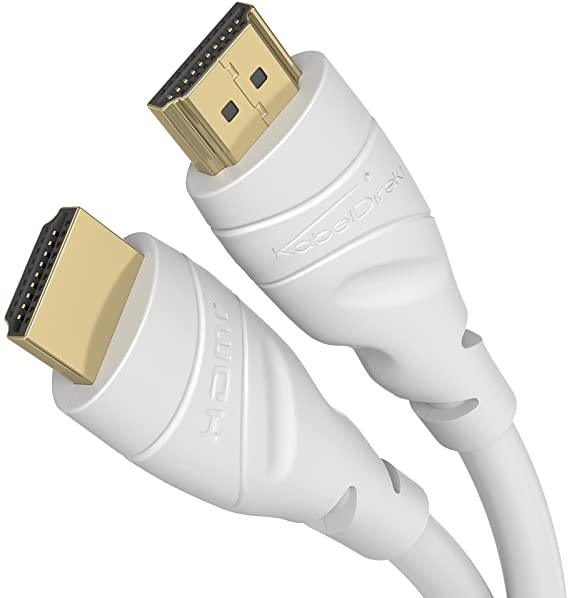 KabelDirekt – كابل 4K HDMI – 0.5 متر (4 ك عند 60 هرتز – تجربة الدقة الفائقة الرائعة – سرعة عالية مع الإيثرنت ومتوافق مع HDMI 2.0a/2.0b/2.0/1.4a, Blu-ray/PS4/Xbox/Switch، أبيض)