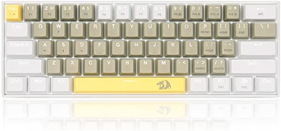 Redragon K606 LAKSHMI 60% Mechanical Gaming Keyboard - (BROWN Switch) - Rainbow Backlighting - 61 KEYS - Detachable Cable // (K606-YL&GY&WT)