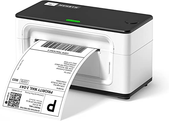 MUNBYN Thermal Label Printer 4x6 for Shipping Packages Postage Address Home Small Business, Compatible with Etsy, Shopify, Ebay, Amazon, Royal Mail, FedEx, UPS, White