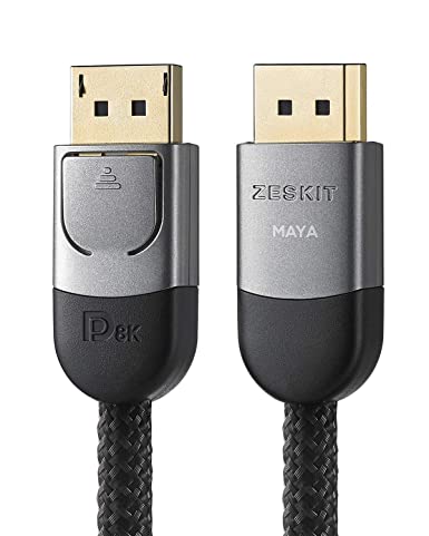 Zeskit Maya Certified DP 1.4 Cable, 4K 120Hz 8K 60Hz 1440p 144Hz 240Hz HDR 32.4Gpbs HBR3 (6.5ft, Braided Jacket)