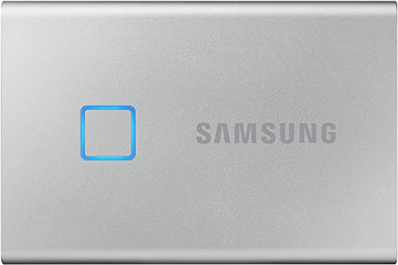 SAMSUNG T7 Touch Portable SSD 2TB - Up to 1050MB/s - USB 3.2 External Solid State Drive, Silver (MU-PC2T0S/WW)