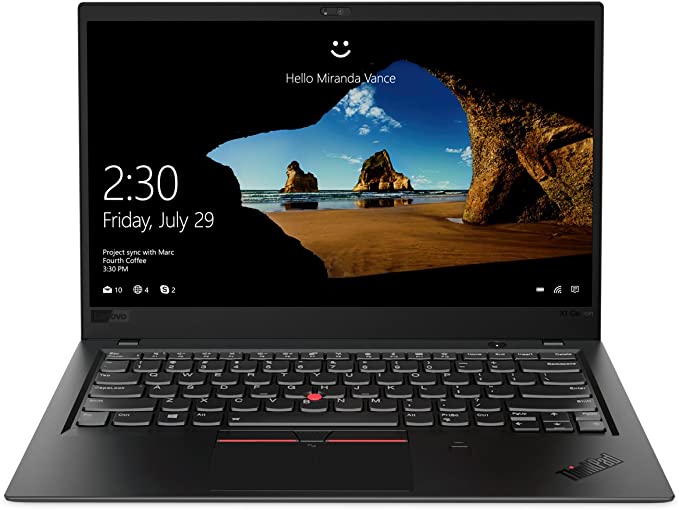 Lenovo ThinkPad X1 Carbon Laptop, High Performance Windows Laptop (Intel Core i7,16 GB RAM, 512GB SSD, Windows 10 Pro), 20KH002JUS
