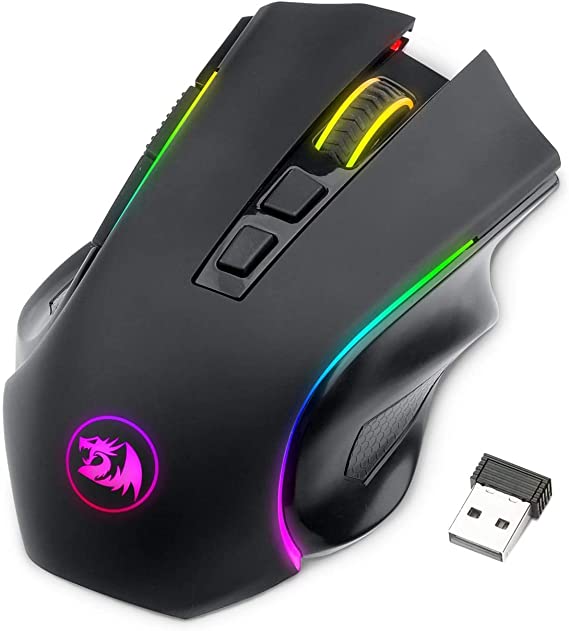 Redragon M602 Wireless / Wired Gaming Mouse , RGB Rechargeable mouse , 7 Programmable Buttons, 7200 DPI for Windows PC Gamers