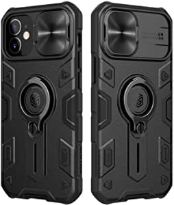 CamShield Armor Compatible for iPhone 12 Mini (5.4inch) Case, [Built in Kickstand & Camera Lens Protector] Shockproof Hard Plastic Back Bumper Hybrid Cover (Black,for iPhone 12 Mini)