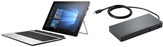 HP Elite X2 1012 G1 2in1 Laptop - Intel Core m5-6Y54, 12 Inch, 256GB, 8GB, Win 10 Pro, Silver + HP Elite USB-C Docking Station-T3V74AA