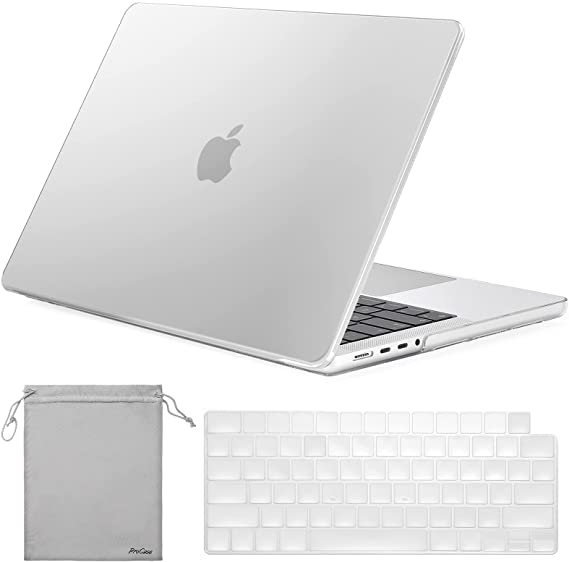 ProCase MacBook Pro 14 Inch M1 Pro Case 2021 Release A2442, Hard Case Shell Cover and Keyboard Skin Cover for MacBook Pro 14" M1 Pro A2442 -Crystal