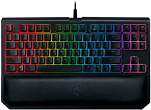 Razer BlackWidow TE Chroma v2 TKL Tenkeyless Mechanical Gaming Keyboard: Yellow Key Switches, Linear & Silent, Chroma RGB Lighting, Magnetic Wrist Rest, Programmable Macros