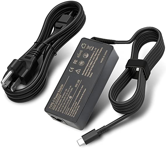 65W USB C Laptop Charger for Lenovo Chromebook 100e 300e 500e C330 S330 ThinkPad T480 T480s T580 T580s T490s Yoga C930 C940 C740 730 720 Type C Adapter Power Supply Cord