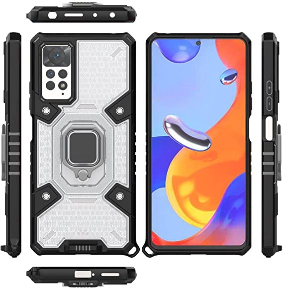 Compatible Case for Xiaomi Redmi Note 11 Pro 5G, Space Capsule Pattern Anti-Slip Protective, Ultra Shock Absorption, Kickstand Ring, with Lanyard. Cover for Xiaomi Redmi Note 11 Pro 5G - Translucent