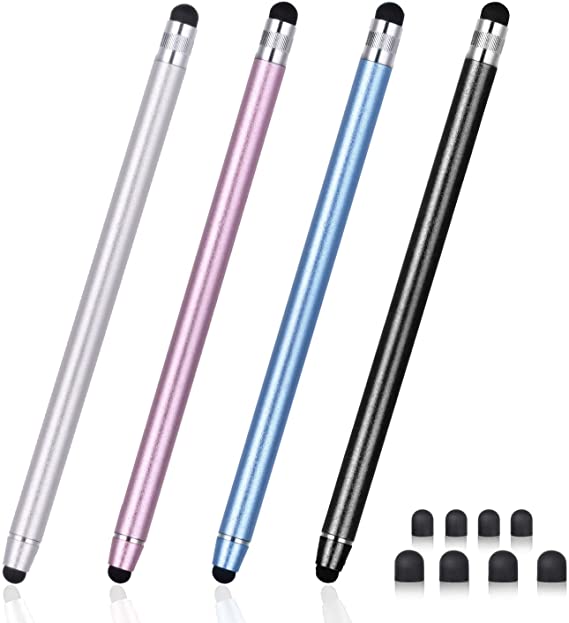 Stylus Pens for Touch Screens, Abiarst Stylus Pens High Precision Capacitive Stylus for iPad iPhone Tablets Samsung Galaxy All Universal Touch Screen Devices (4-Pack Black/Blue/Silver/Rose Gold)