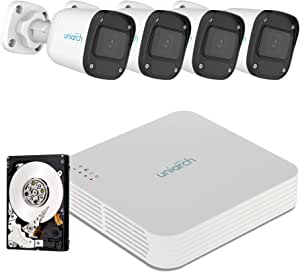 Uniarch Camera System - Surveillance - Wired - 4 Camera 2 MP 1080, NVR 4 Channel Hard 1TB Night Vision Motion Detection Remote Control Outdoor/Indoor Waterproof (POE + Hard 1TB)