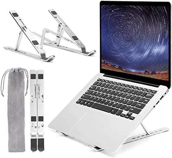 Laptop Stand, Adjustable Computer Stand Portable Laptop Stand for Desk, Aluminum Ventilated Cooling Laptop Holder Riser Mount for MacBook Air Pro, Dell, Lenovo, HP, More 10-15.6” Laptops