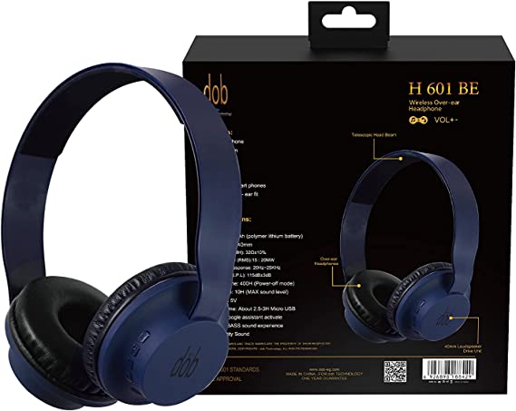 dob H601 B.T/Headphone/MIC/Volume control/Micro SD/AUX/11 Hours/BLU/1Y