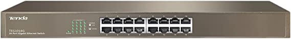 Tenda TEG1016G | 16-Port Gigabit Ethernet Switch | Desktop Network Splitter | Sturdy Metal | Fanless | Plug & Play | Traffic Optimization | Unmanaged | Limited Lifetime Protection