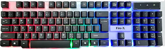 Fire.X FX-11 Keyboard Gaming 7 Color Mixing light effect 104 RGB Keys Arabic And English - Multi color