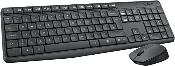 Logitech MK235 Wireless Keyboard and Mouse, QWERTY US International Layout - Grey