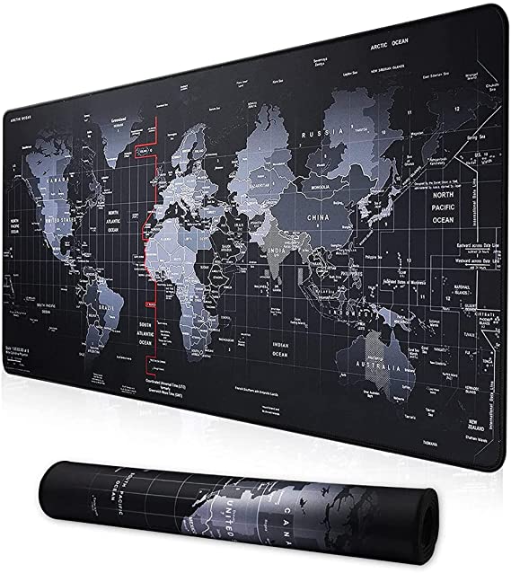 a World Gaming Mouse Map Pad 90X40X0.20CM ,World Map Mouse Pad,with Non-Slip Base,Waterproof and Foldable Pad,Desktop Pad Suitable for Gamers,Suitable for Desktop,Office and Home