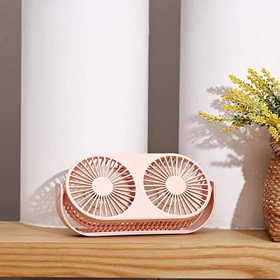 FYJIDY USB Handheld Fan Dual Fan Creative Desktop Multi-Function Fan Aromatherapy Desktop Mini USB Small Fan (Color:Green) (Color : Pink)