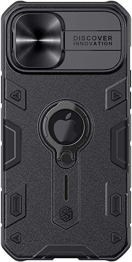 Nilkin Shockproof Back Case with Metal Dumbbell Camera Protection for iPhone 12 Pro Max - Black