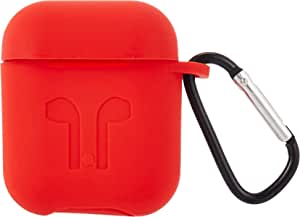 AirPods Case Protective Silicone Cover with Carabiner for Apple Airpods Accessories Red