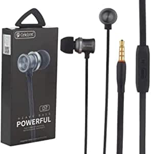 Set Of 2 Celebrat D7 Sport Metal Wired Earphone With Deep Bass Stereo Sound And Microphone - Black