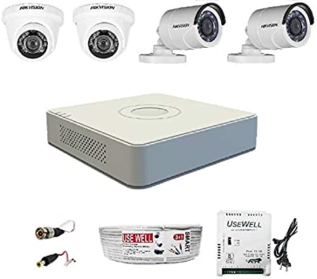 HIKVISION Wired 720p HD 1MP Security Camera Kit, Black