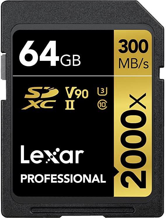 Lexar Professional 2000x 64 GB SDXC UHS-II Card w/o Reader, Up To 300MB/s Read (LSD2000064G-BNNAG)