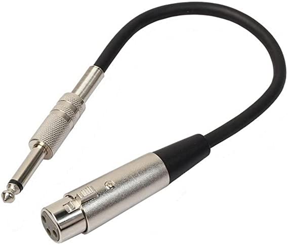 3-Pin XLR Female to 1/4 6.35mm Mono Jack Male Plug TRS Audio Cable Mic Adapter