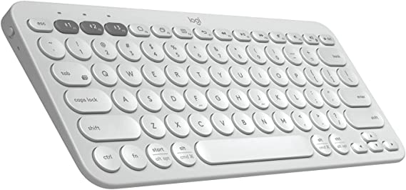 Logitech K380 Wireless Multi-Device Keyboard for Windows, Apple iOS, Apple TV android or Chrome, Bluetooth, Compact Space-Saving Design, PC/Mac/Laptop/Smartphone/Tablet - Off White