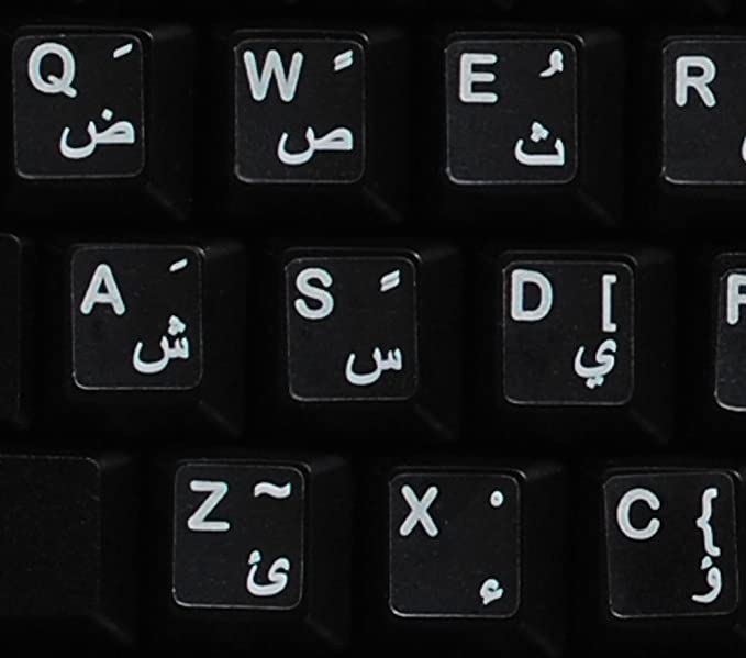 Arabic Stickers for Keyboard with White Letters Transparent for Computer LAPTOPS Desktop